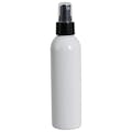 6 oz. White PET Cosmo Round Bottle with 24/410 Smooth Black Finger Sprayer & 0.16mL Output