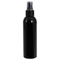 6 oz. Black PET Cosmo Round Bottle with 24/410 Smooth Black Finger Sprayer & 0.16mL Output