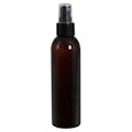 6 oz. Light Amber PET Cosmo Round Bottle with 24/410 Smooth Black Finger Sprayer & 0.16mL Output
