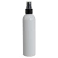 8 oz. White PET Cosmo Round Bottle with 24/410 Smooth Black Finger Sprayer & 0.12mL Output