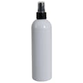 12 oz. White PET Cosmo Round Bottle with 24/410 Smooth Black Finger Sprayer & 0.16mL Output