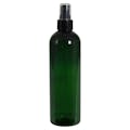 12 oz. Dark Green PET Cosmo Round Bottle with 24/410 Smooth Black Finger Sprayer & 0.16mL Output
