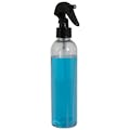 8 oz. Clear PET Cosmo Round Bottle with 24/410 Smooth Black Trigger Sprayer & 0.21mL Output