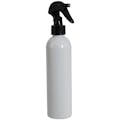 8 oz. White PET Cosmo Round Bottle with 24/410 Smooth Black Trigger Sprayer & 0.21mL Output
