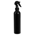 8 oz. Black PET Cosmo Round Bottle with 24/410 Smooth Black Trigger Sprayer & 0.21mL Output