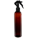 8 oz. Light Amber PET Cosmo Round Bottle with 24/410 Smooth Black Trigger Sprayer & 0.21mL Output