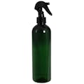12 oz. Dark Green PET Cosmo Round Bottle with 24/410 Smooth Black Trigger Sprayer & 0.21mL Output