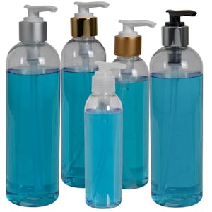 PET High Clarity Cosmo Round Bottles with Dispensing Pumps