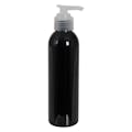 6 oz. Black PET Cosmo Round Bottle with 24/410 Natural Lock-Down Lotion Pump & 2mL Output