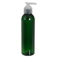 6 oz. Green PET Cosmo Round Bottle with 24/410 Natural Lock-Down Lotion Pump & 2mL Output