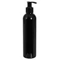8 oz. Black PET Cosmo Round Bottle with 24/410 Black Lock-Up Lotion Pump & 1.2mL Output