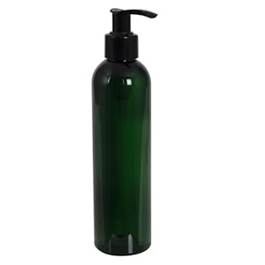8 oz. Dark Green PET Cosmo Round Bottle with 24/410 Black Lock-Up Lotion Pump & 1.2mL Output