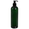 12 oz. Dark Green PET Cosmo Round Bottle with 24/410 Black Lock-Up Lotion Pump & 1.2mL Output