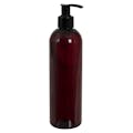 12 oz. Amber PET Cosmo Round Bottle with 24/410 Black Lock-Up Lotion Pump & 1.2mL Output