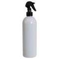 16 oz. White PET Cosmo Round Bottle with 24/410 Smooth Black Trigger Sprayer & 0.21mL Output