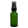 1 oz. Green Glass Boston Round Bottle with 20/400 Black Smooth Finger Sprayer
