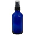 4 oz. Cobalt Blue Glass Boston Round Bottle with 22/400 Black Ribbed Finger Sprayer