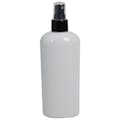 4 oz. White PET Cosmo Oval Bottle with 20/410 Black Polypropylene Finger Sprayer & 0.12mL Output