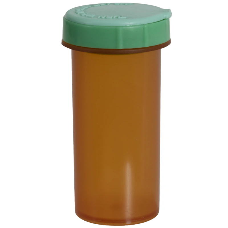 40 Dram Amber Vial with Green Easy-Open CRC Cap