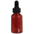 1/2 oz. Amber Plastic Graduated Oval Bottle with Dropper Cap