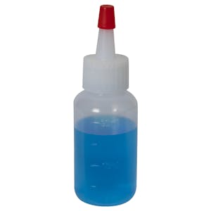 1 oz. Natural HDPE Graduated Boston Round Bottle with Yorker Cap