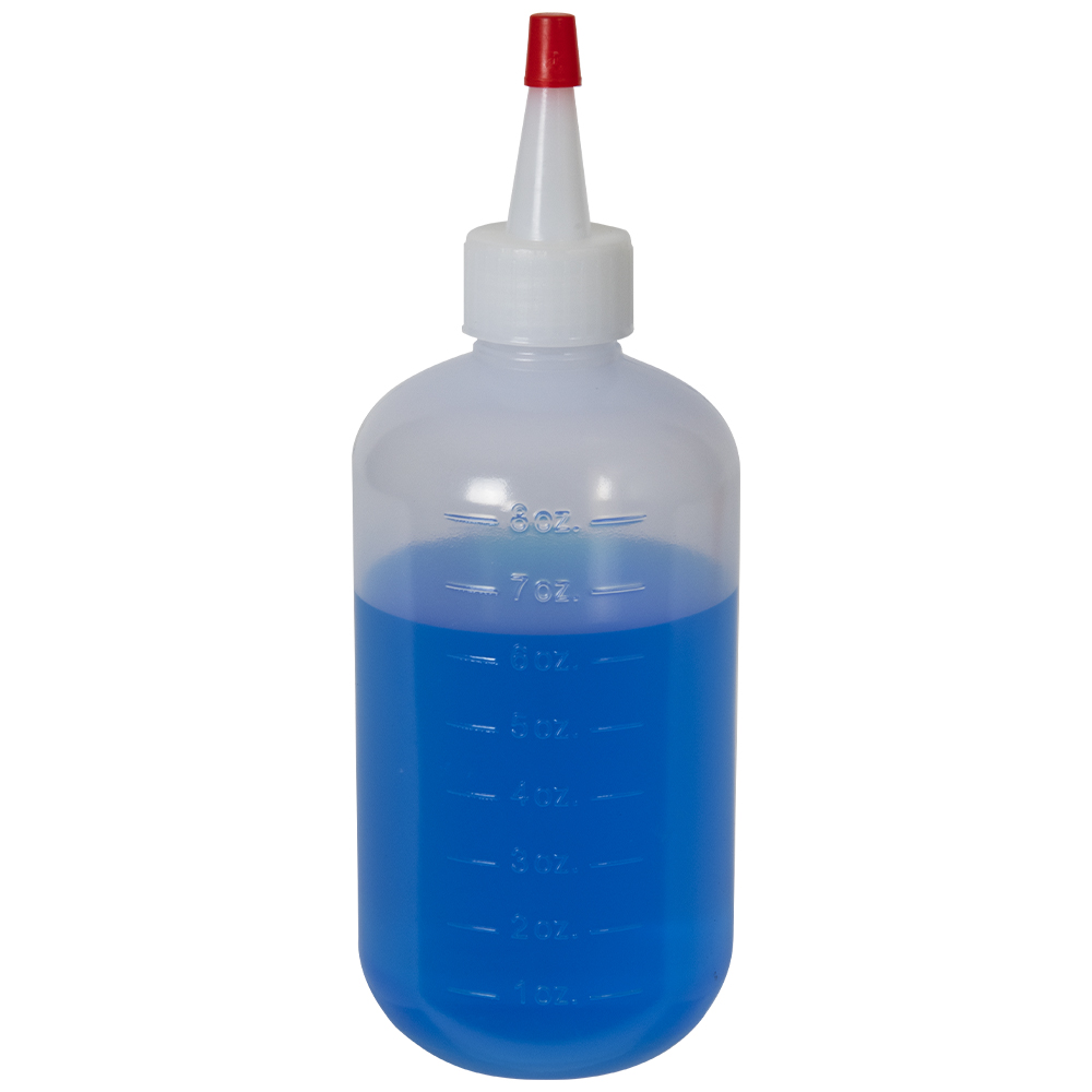 8 oz. Natural LDPE Graduated Boston Round Bottle with Yorker