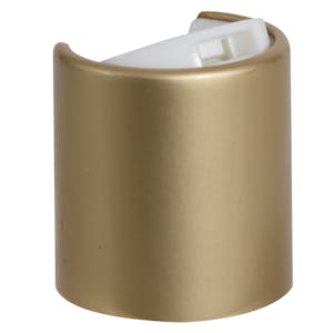 20/410 Brushed Gold & White Polypropylene Disc-Top Dispensing Cap with 0.270" Orifice