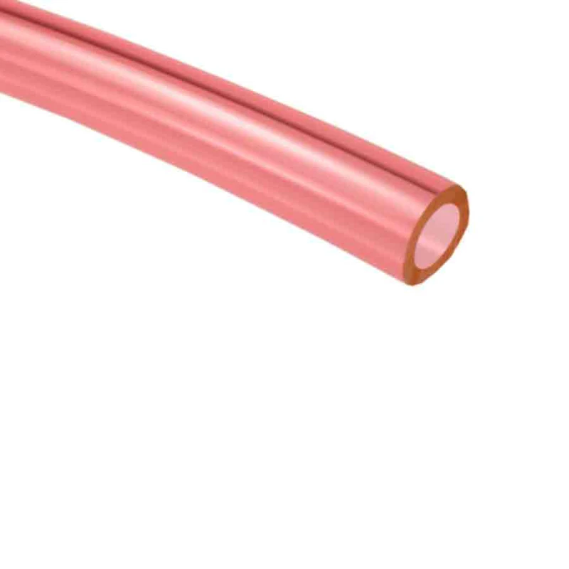 1/4" ID x 3/8" OD x 0.065" Wall Transparent Red 95A Ether-Based Polyurethane Tubing - 100' Roll
