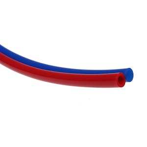 0.16" ID x 1/4" OD Red & Blue Twin Bonded Polyurethane Tubing - 50' Roll