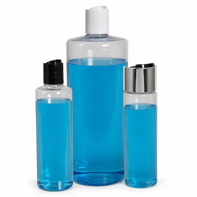 PVC Cylindrical Bottles with Disc-Top Dispensing Caps