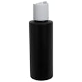 2 oz. Black HDPE Cylindrical Sample Bottle with 20/410 White Disc-Top Dispensing Cap