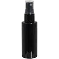 2 oz. Black PET Cylindrical Bottle with 20/410 Black Smooth Finger Sprayer