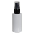 2 oz. White PET Cylindrical Bottle with 20/410 Black Smooth Finger Sprayer