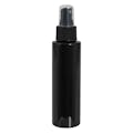 4 oz. Black PET Cylindrical Bottle with 24/410 Black Ribbed Finger Sprayer