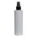 8 oz. White PET Cylindrical Bottle with 24/410 Black Smooth Finger Sprayer