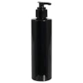 8 oz. Black PET Cylindrical Bottle with 24/410 Black Smooth Lock-Down Lotion Pump