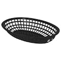 10-1/4" L Large Black Plastic Oval Food Basket - Package of 12