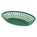 9-1/2" L Medium Green Plastic Oval Food Basket - Package of 12