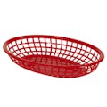 9-1/2" L Medium Red Plastic Oval Food Basket - Package of 12