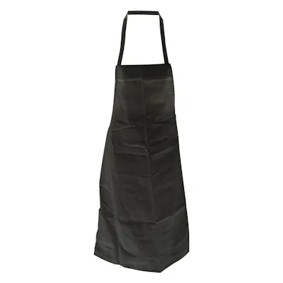 26" W x 33" L Black Poly-Cotton Full-Length Bib Apron without Pockets