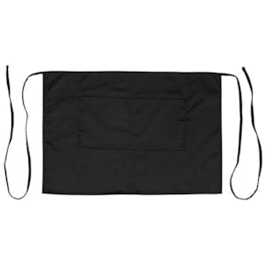 28" W x 19" L Black Poly-Cotton Half-Length Bistro Apron with 2 Pockets