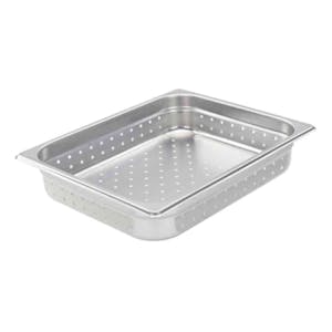 1/2 Size Perforated 22 Gauge Stainless Steel Steam Table Pan - 10-3/8" L x 12-3/4" W x 2-1/2" Hgt.