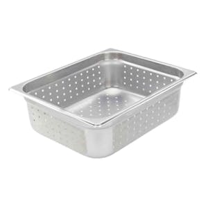 1/2 Size Perforated 22 Gauge Stainless Steel Steam Table Pan - 10-3/8" L x 12-3/4" W x 4" Hgt.