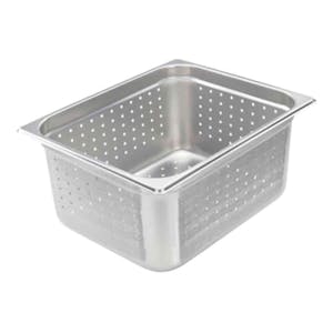 1/2 Size Perforated 22 Gauge Stainless Steel Steam Table Pan - 10-3/8" L x 12-3/4" W x 6" Hgt.