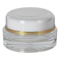 15mL Clear Acrylic/White Polypropylene Gold Trimmed Round Jar with Cap & PE Disc Liner