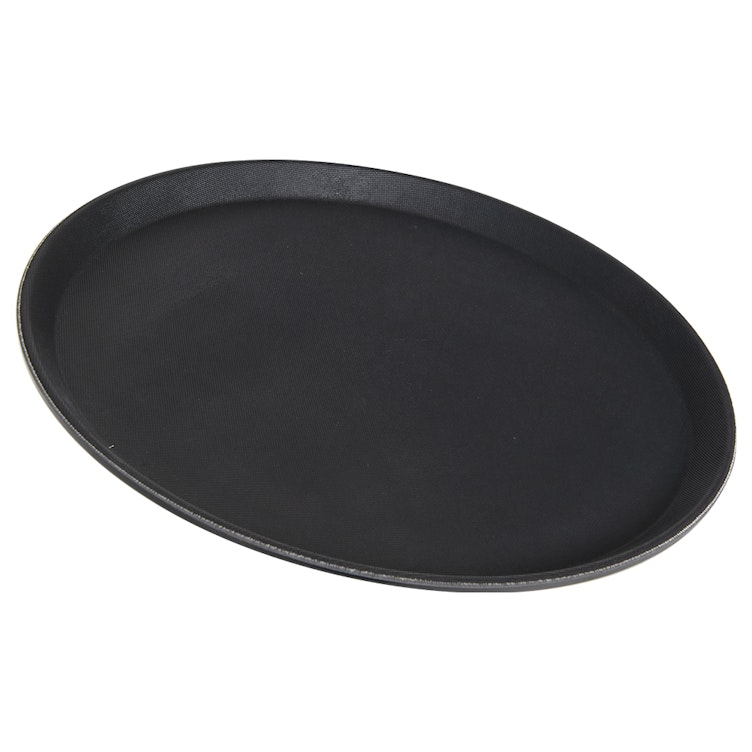 16" Dia. Black Rubber-Lined Polypropylene Round Serving Tray