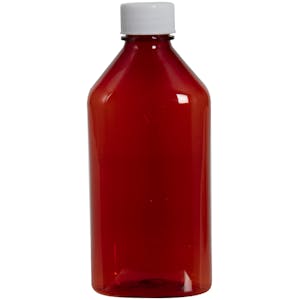 4 oz. Amber PET Oval Liquid Bottle with 24/410 White Plain Cap