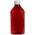 6 oz. Amber PET Oval Liquid Bottle with 24/410 White Plain Cap