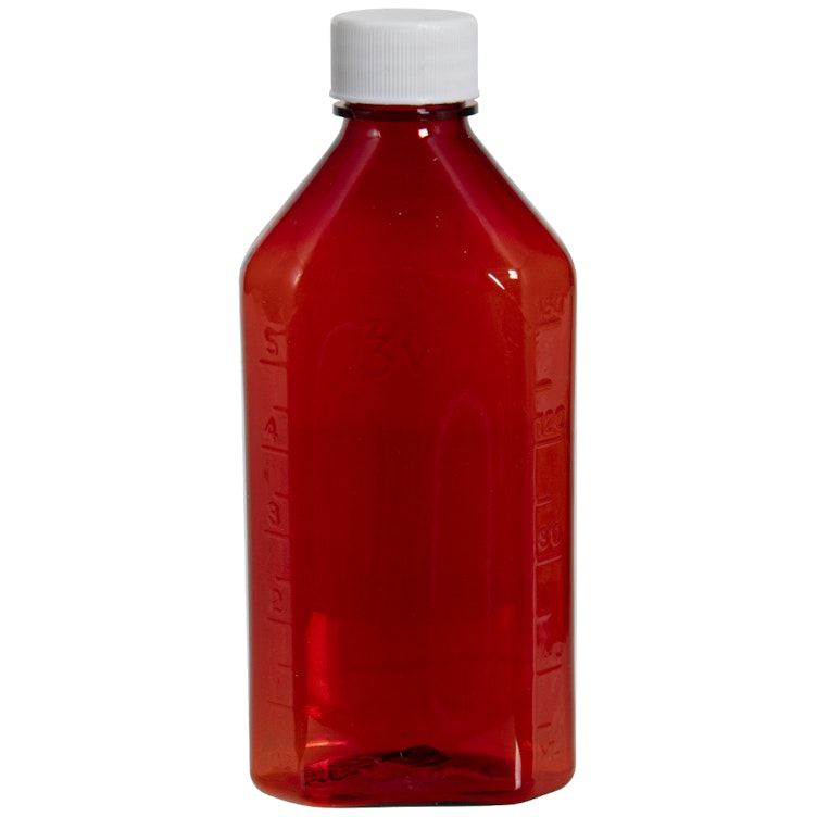 6 oz. Amber PET Oval Liquid Bottle with 24/410 White Plain Cap