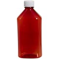 8 oz. Amber PET Oval Liquid Bottle with 24/410 White Plain Cap